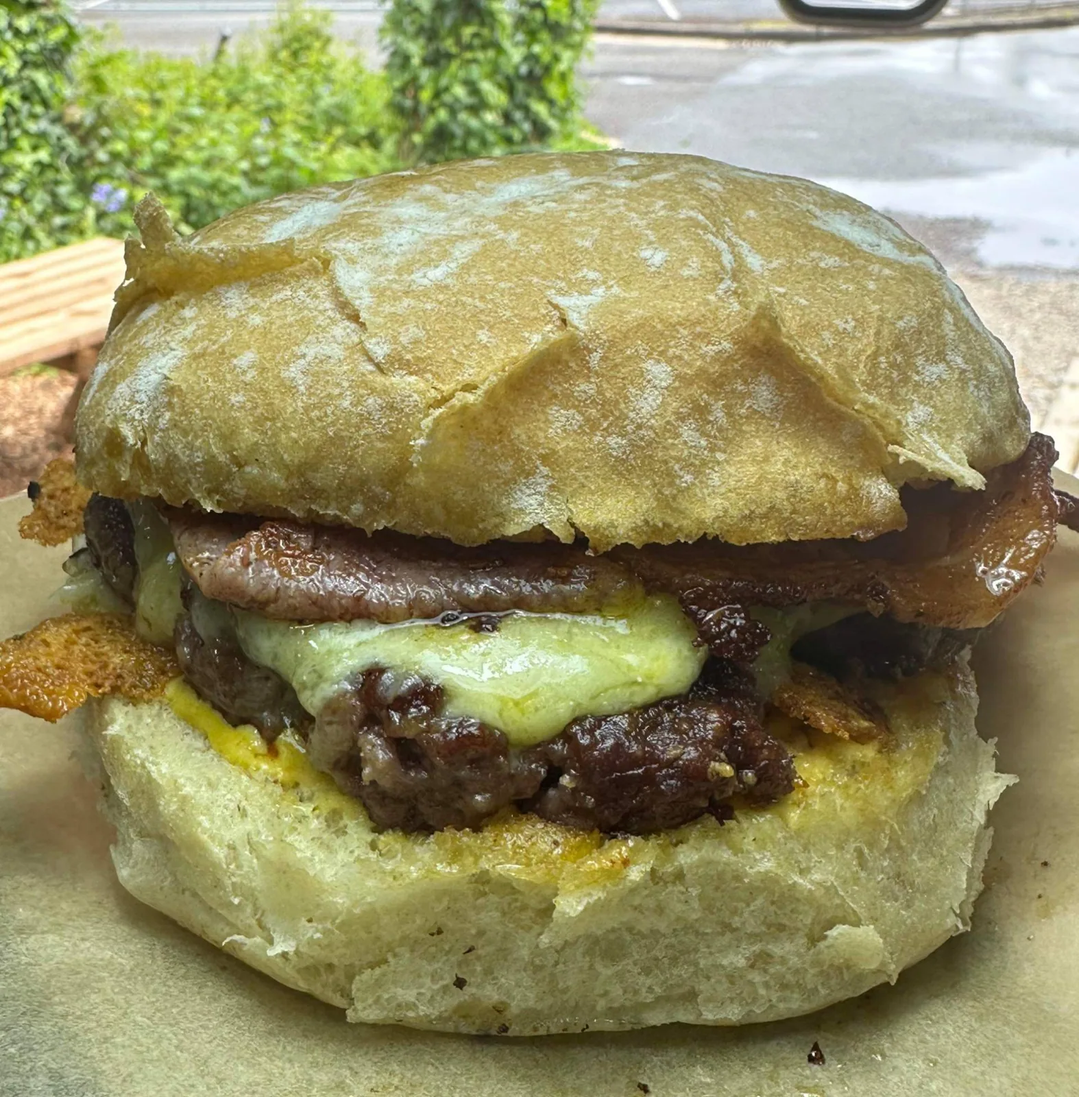 Freshly made burger in a bun